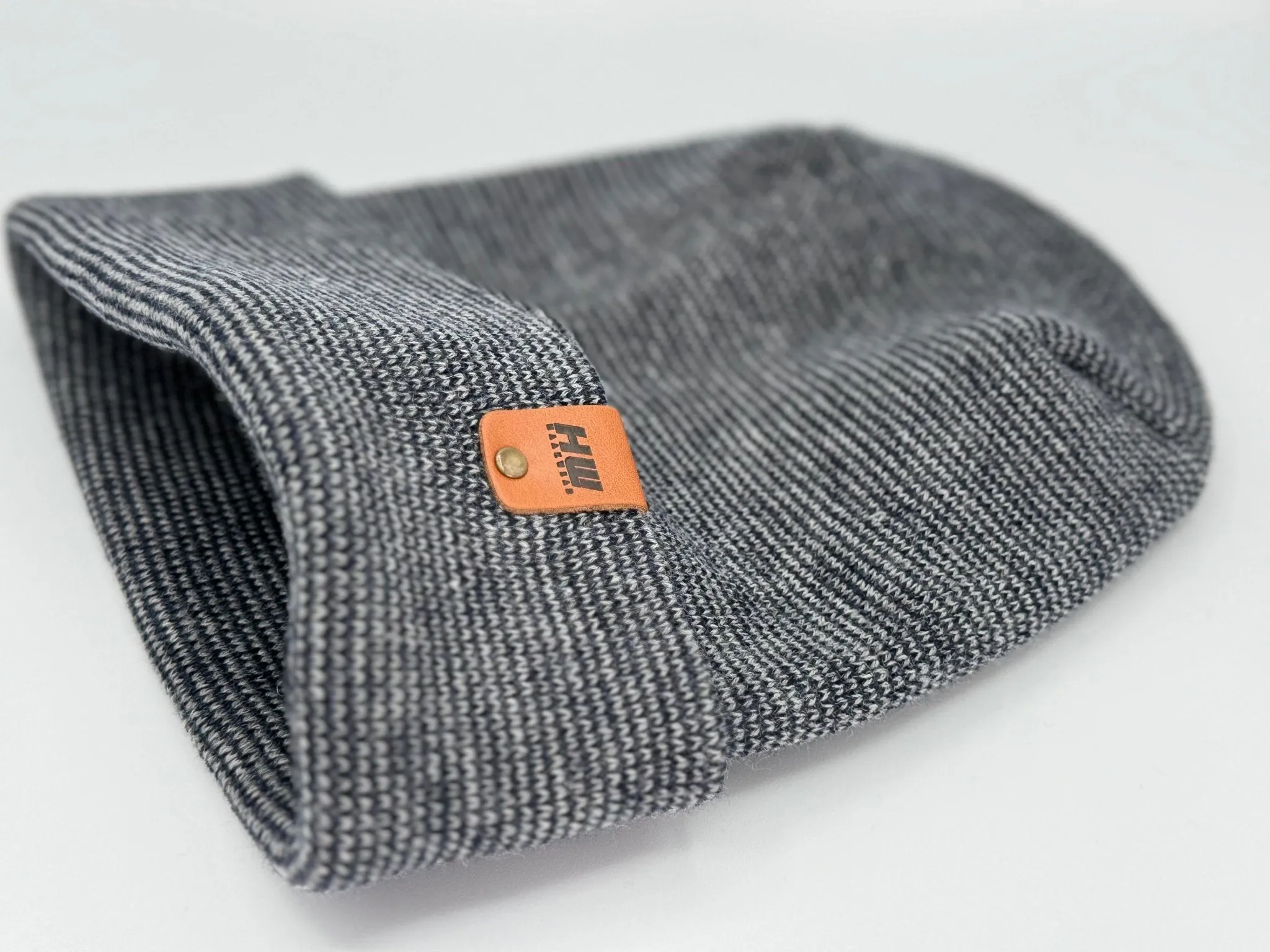 Haakwear Theta Stitch Fusion Cuffed Beanie / Hat (Patent Pending Design) Gray / Denim, Made in USA