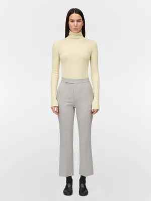 High Waisted Crop Trouser in Pale Grey Melange