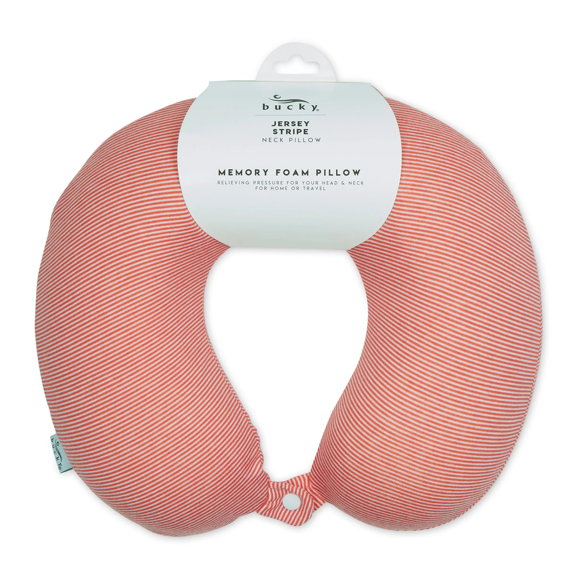 Jersey Stripe - Memory Foam Neck Pillow - Pink Stripe