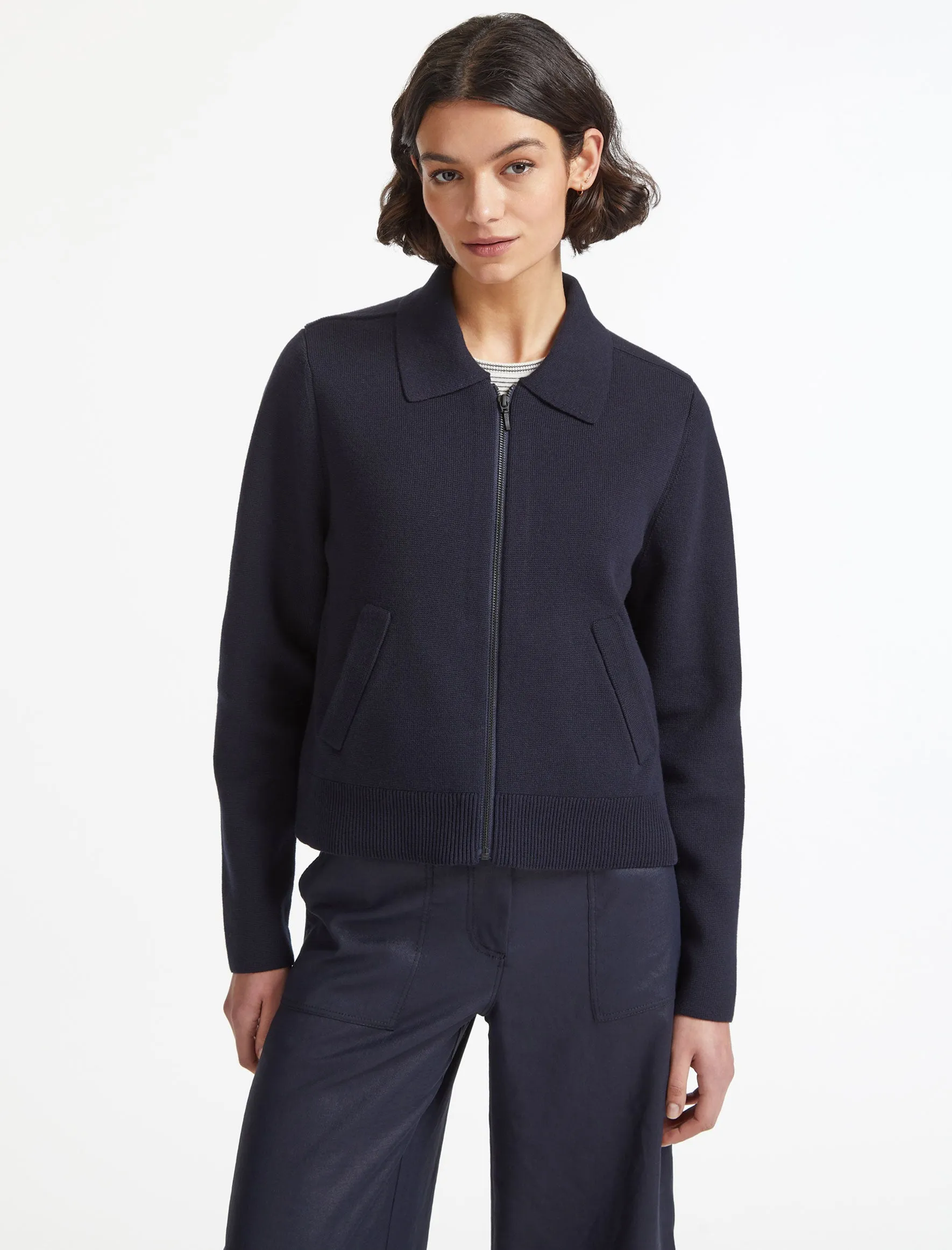 Jimmy Cotton Knit Jacket - Navy