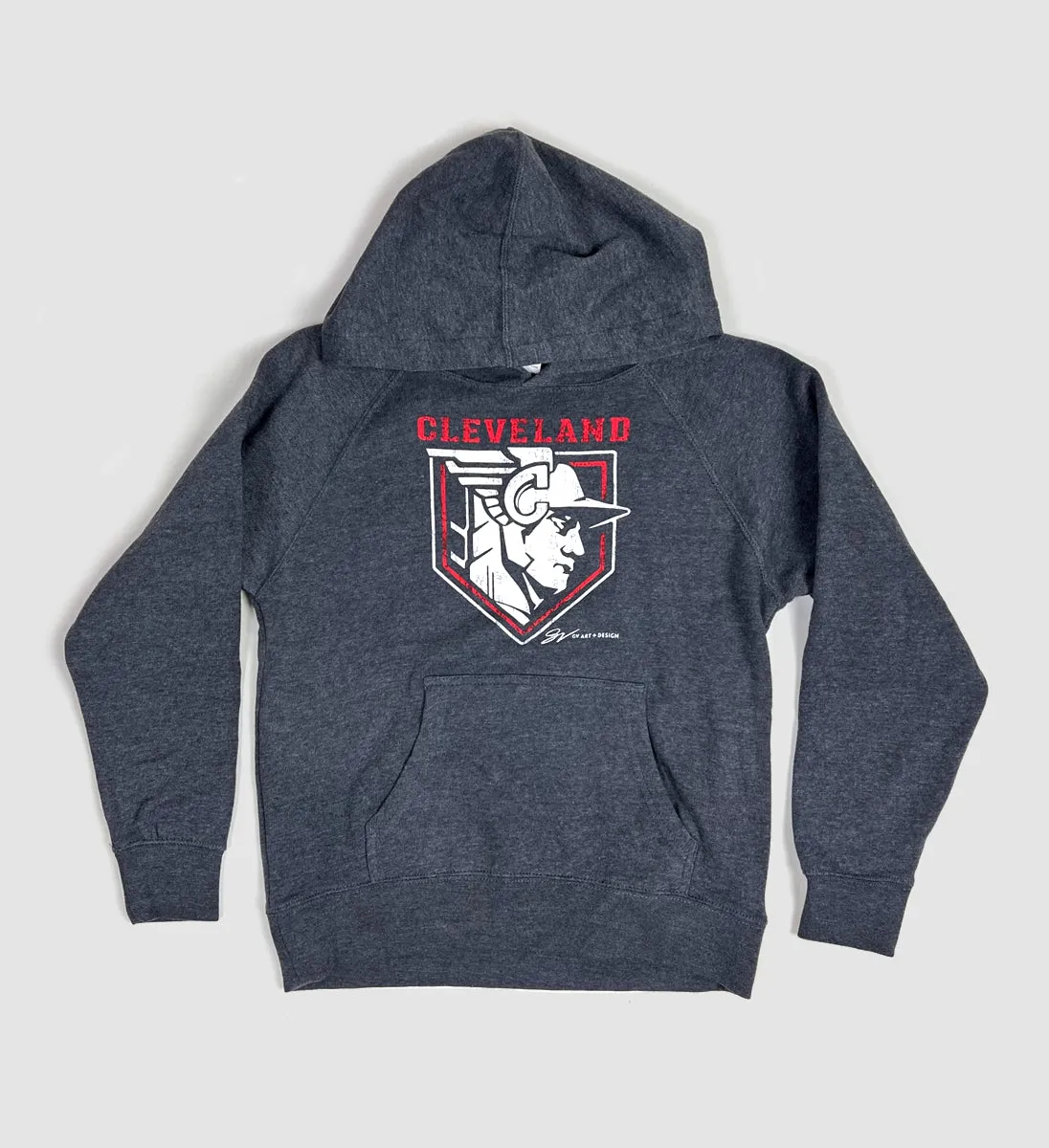 Kids Cleveland Statue Pullover Hoodie - Navy