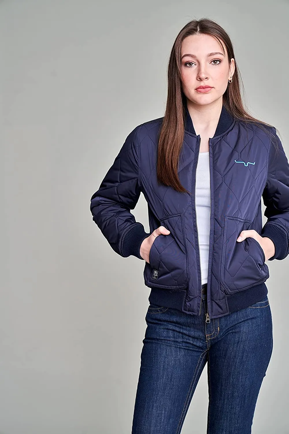 Kimes Ranch Women's Marinos Bomber Quilted Bomber Jacket, Navy