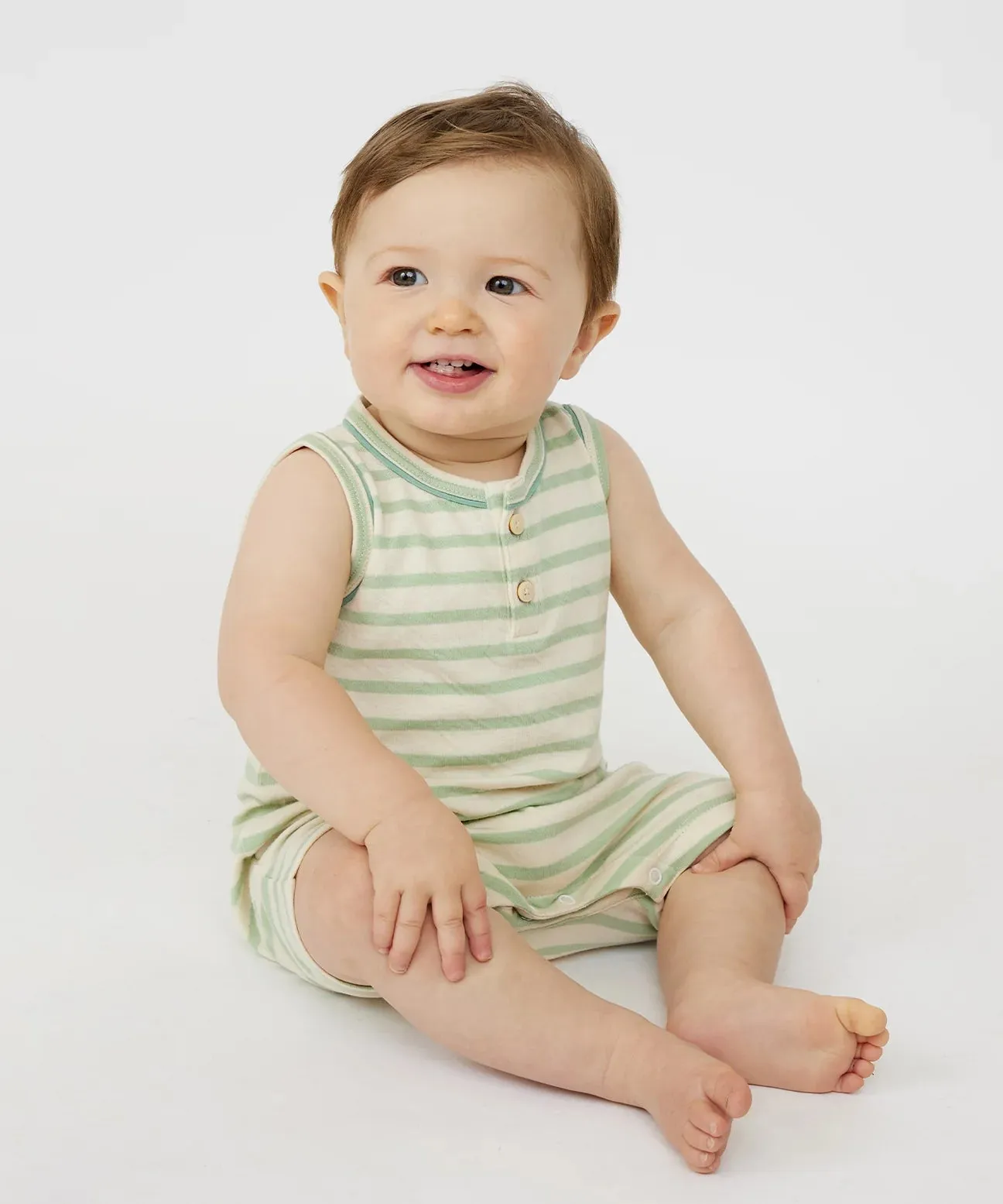 Lachlan Romper - Kiwi Stripe