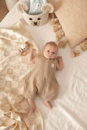 Light Muslin Summer Romper LinenLook - Cappuccino