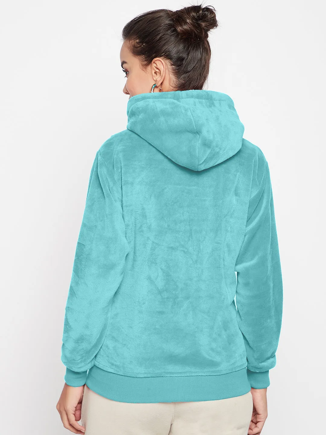 Lightweight Zippered Velvet Jacket With A Hoodie