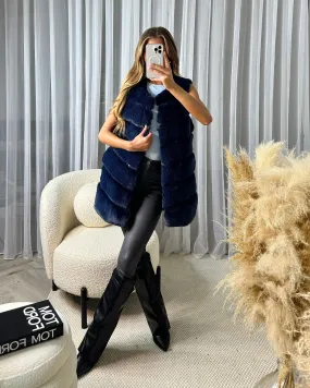 Lola Snuggle Faux Fur Gilet - Navy