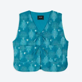 Lowie Handwoven Teal Ikat Gilet