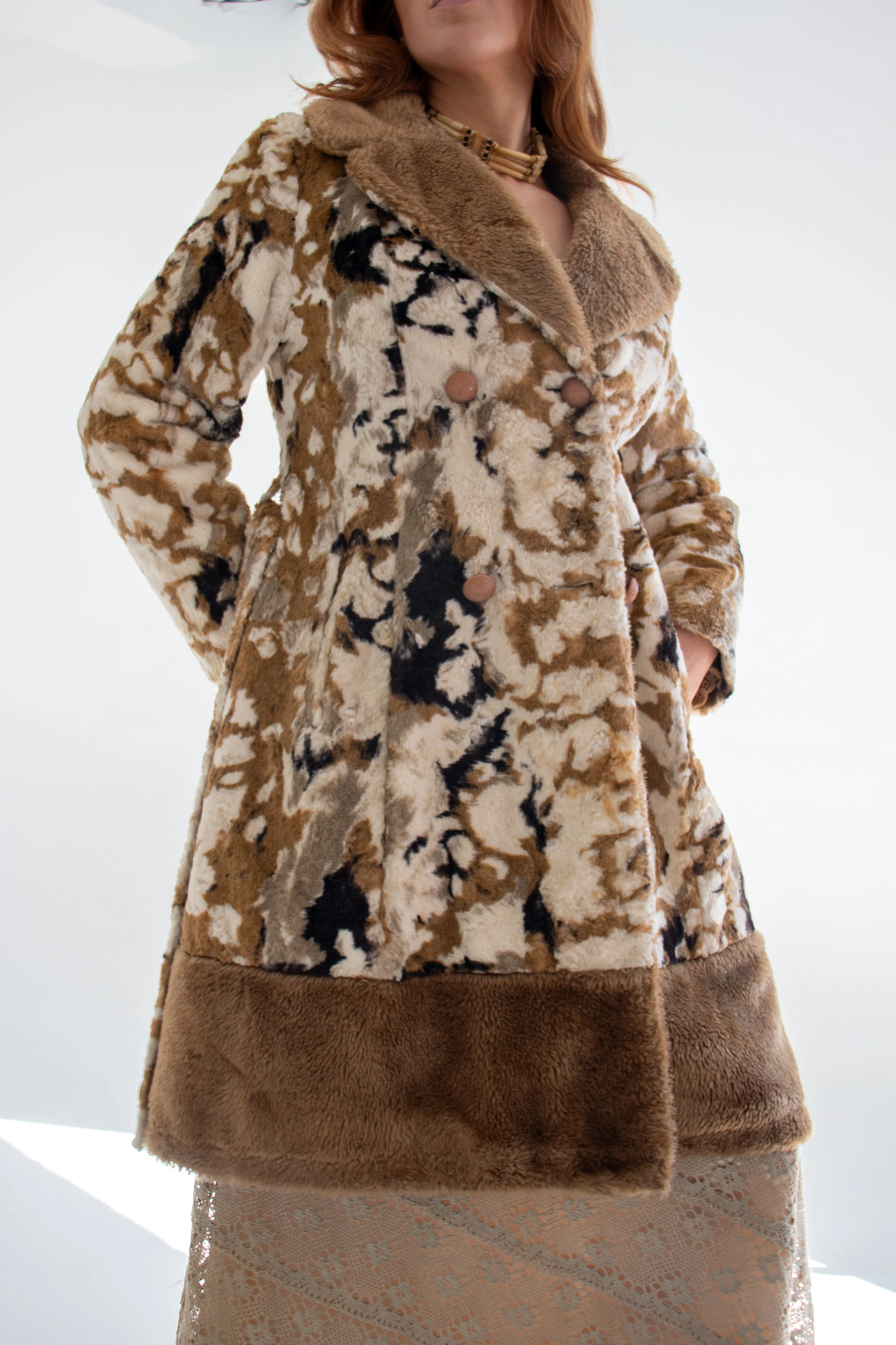 Marble Faux Fur Coat