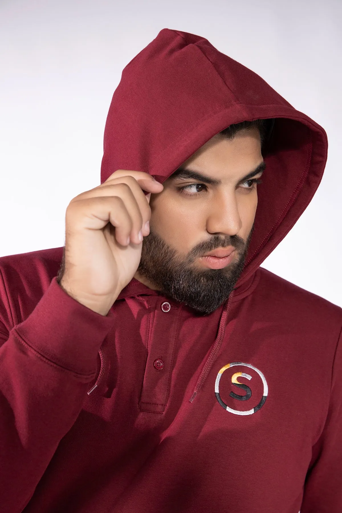 Maroon Camo Embroidered Hoodie (Plus Size) - W21 - MH0020P