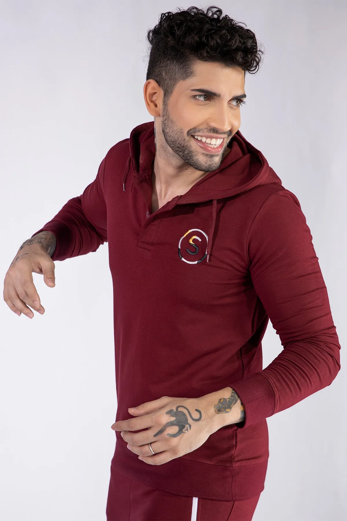 Maroon Camo Embroidered Hoodie - W21 - MH0020R