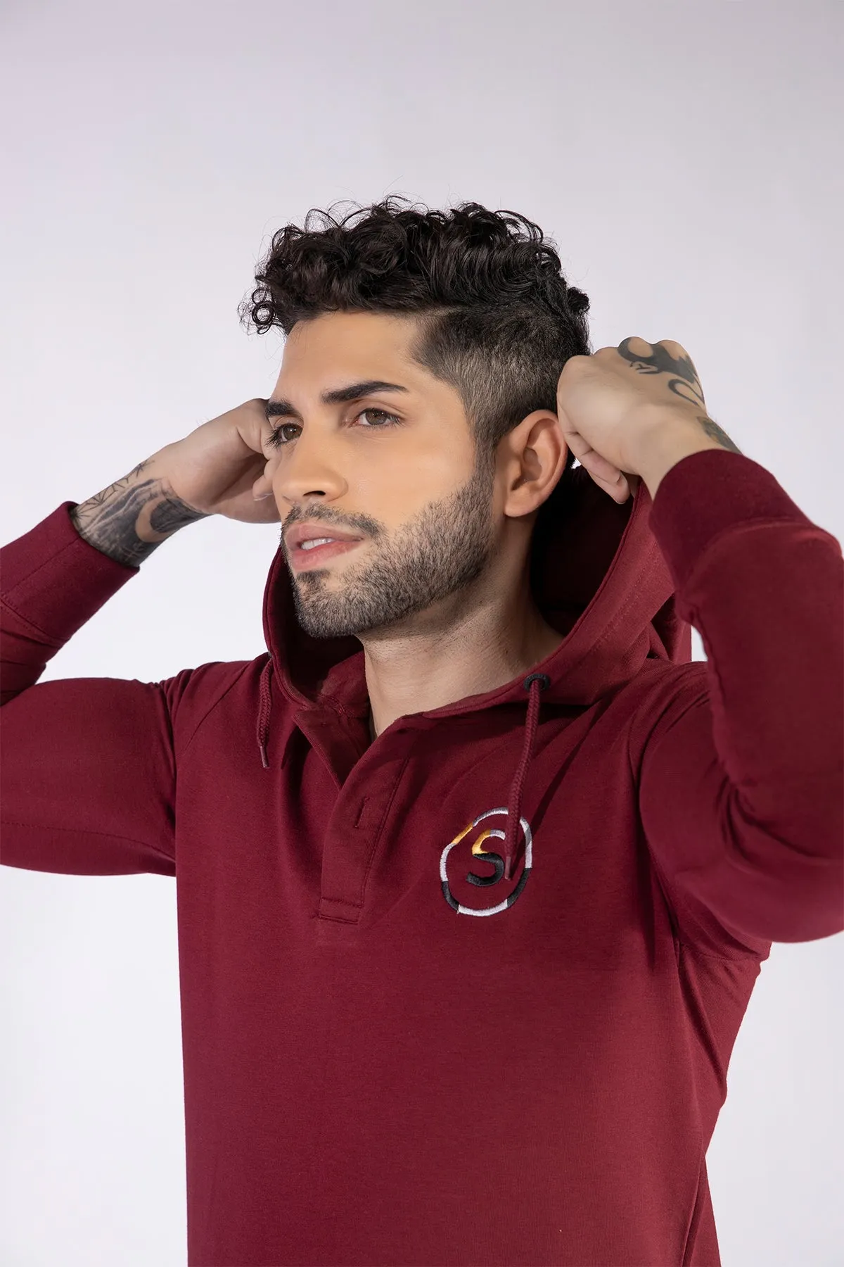 Maroon Camo Embroidered Hoodie - W21 - MH0020R