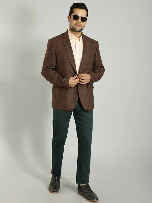 Men Checked Full Sleeve Casual Blazer