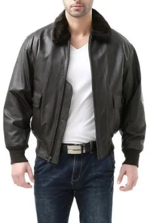 Men's Navy G-1 Cow Hide Leather Jacket Flight Bomber Jacket