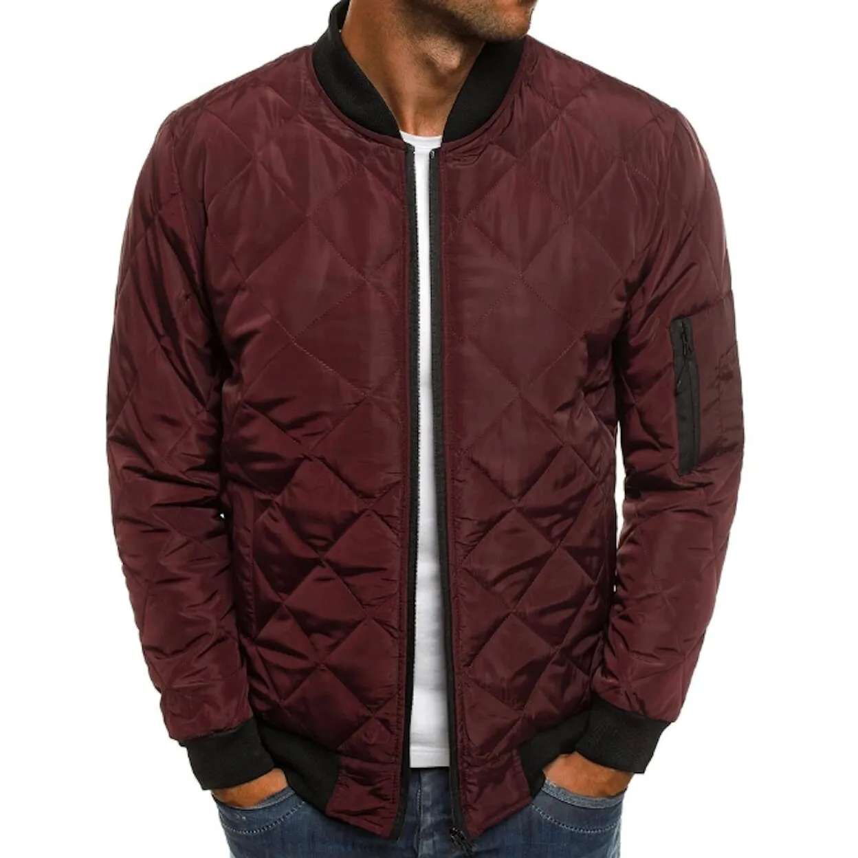 Mens Quilted Bomber Jacket