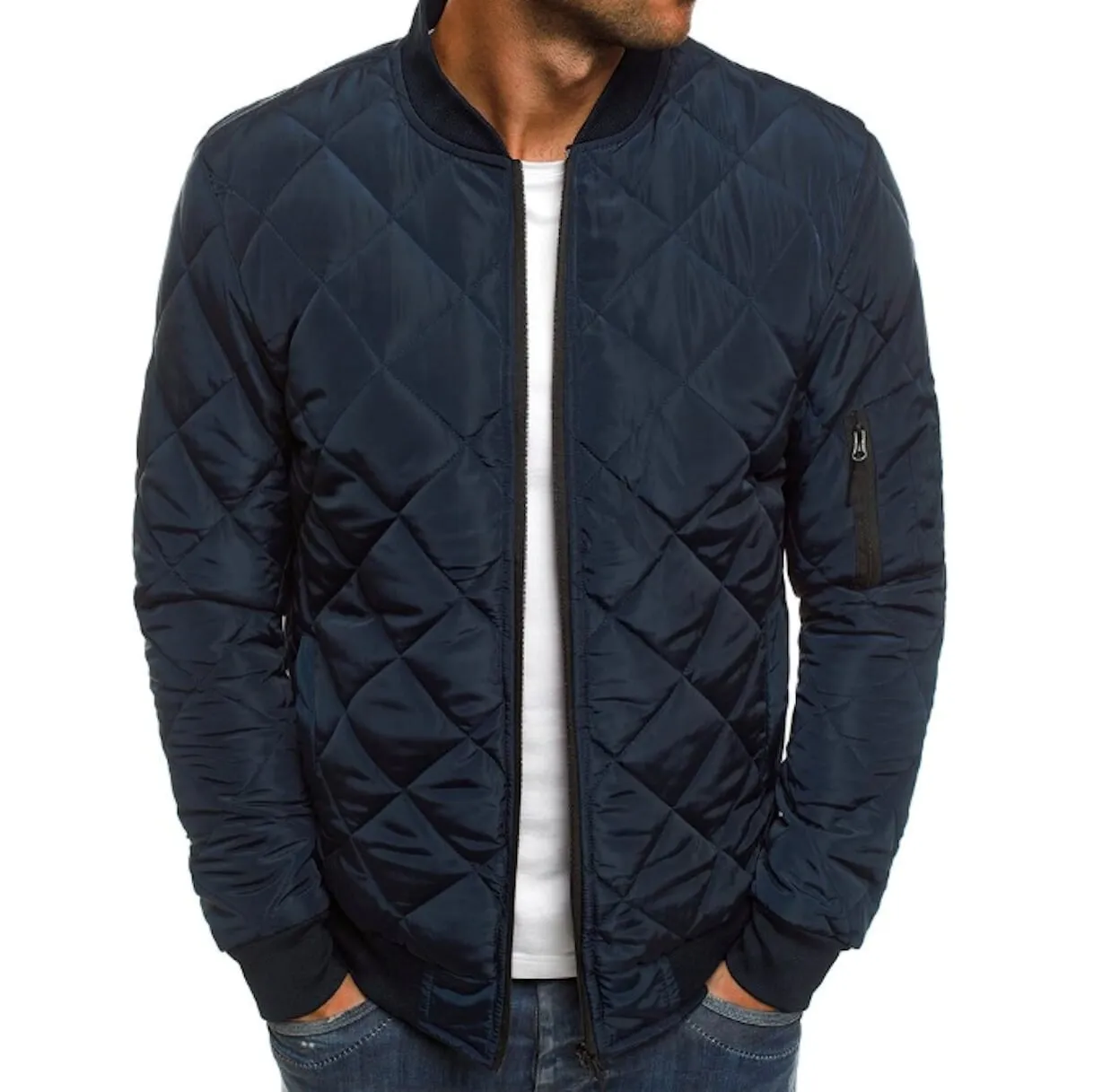 Mens Quilted Bomber Jacket