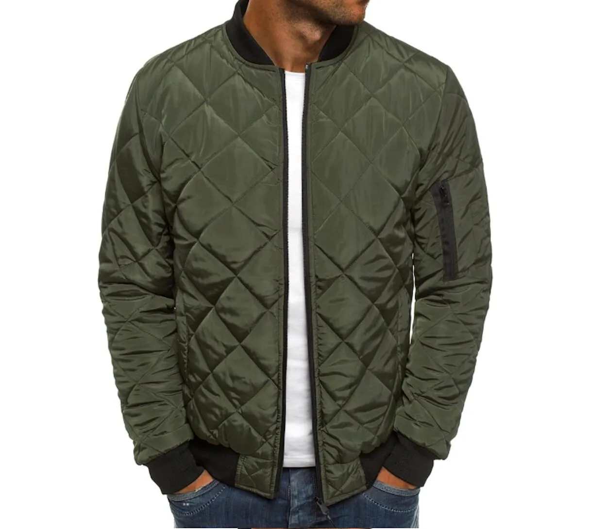 Mens Quilted Bomber Jacket