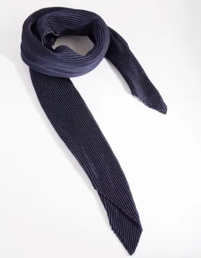 Midnight Navy Short Pleated Bandana Hair Scarf