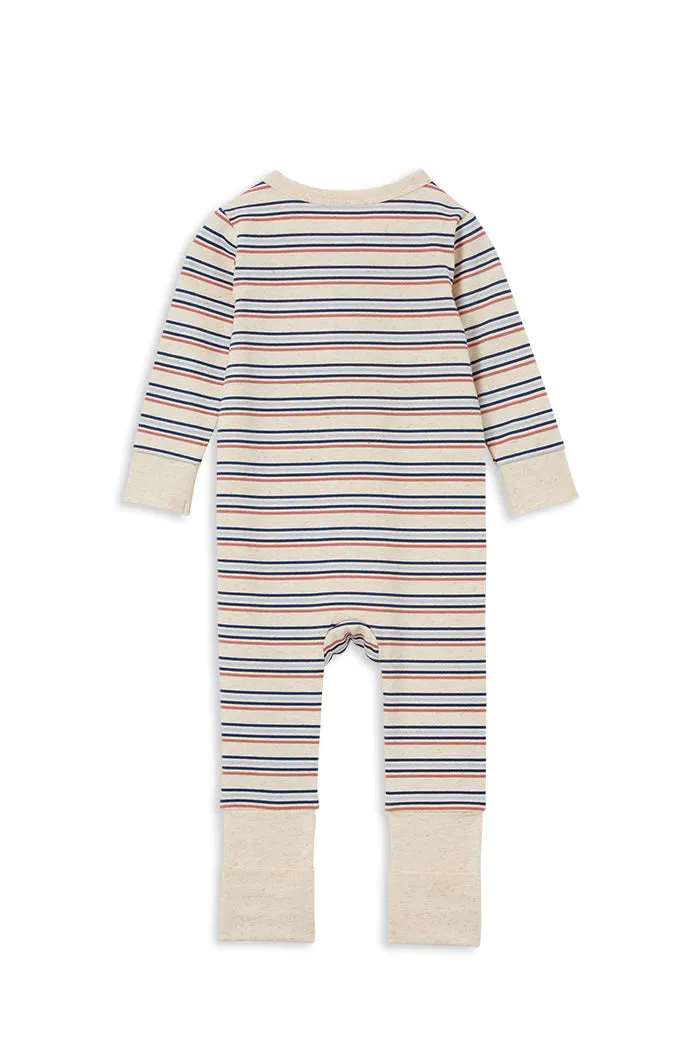 MILKY NATURAL STRIPE ZIP ROMPER