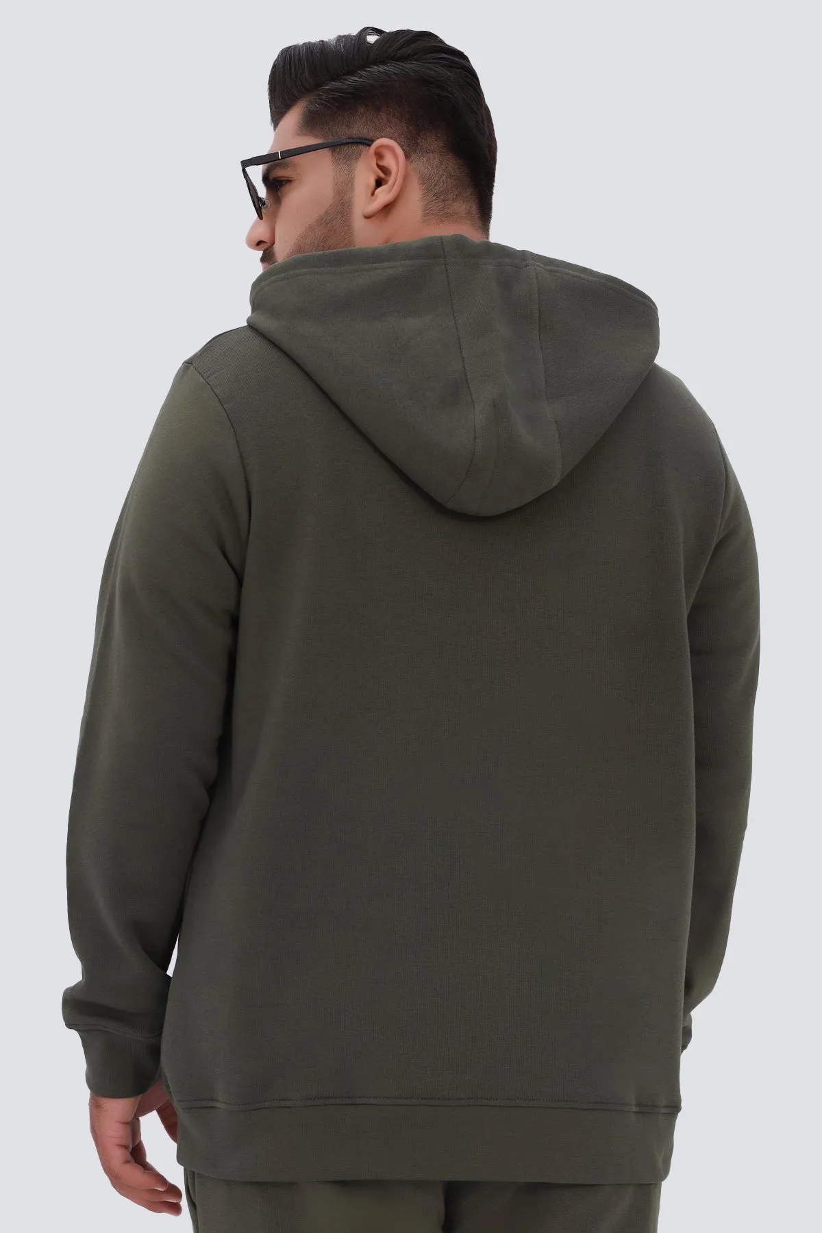 Moss Green Turtle Neck Hoodie (Plus Size) - W22 - MH0050P