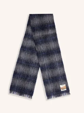 Muir Brushed Scarf in Navy Check Mohair Blend