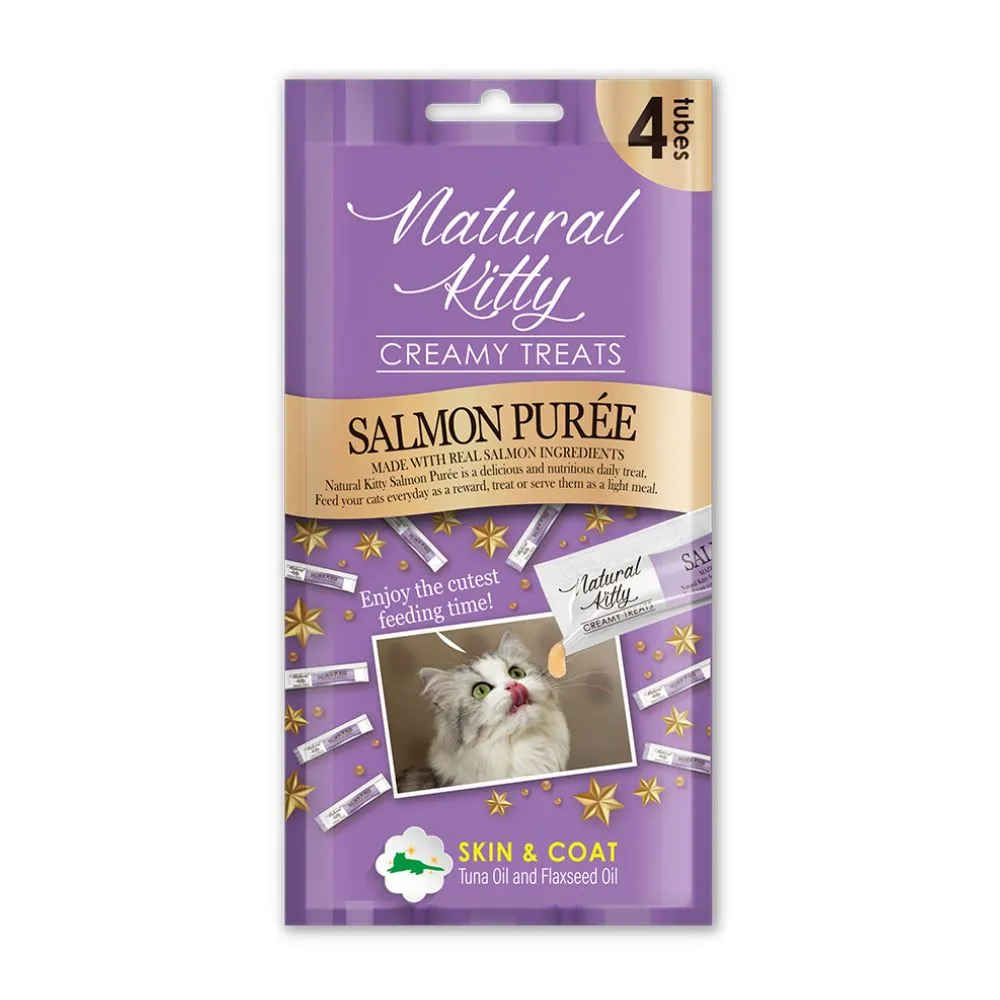 Natural Kitty Creamy Treats Skin & Coat - Salmon Puree 4x12g