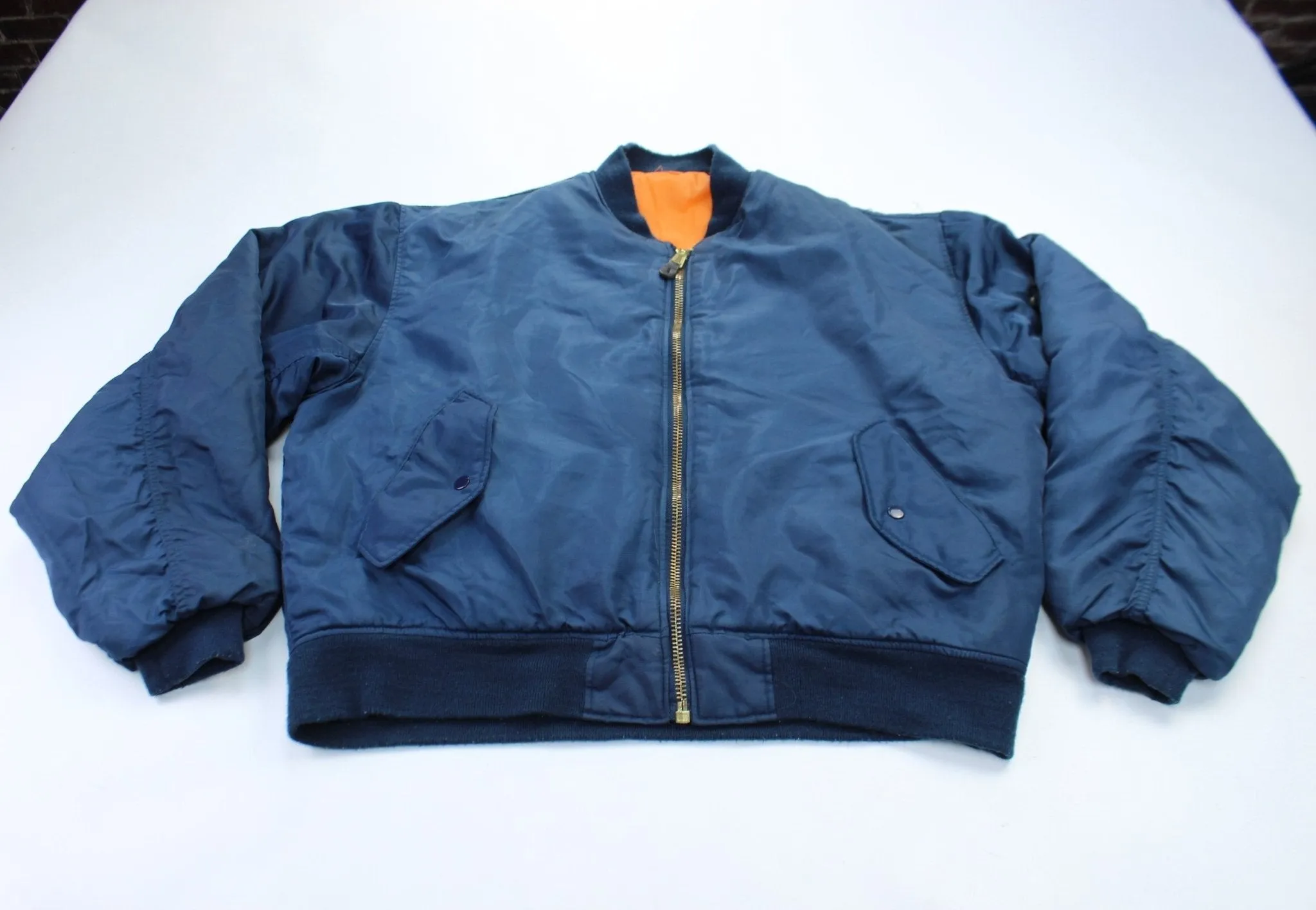 Navy Blue & Orange Reversible Flight Bomber Jacket