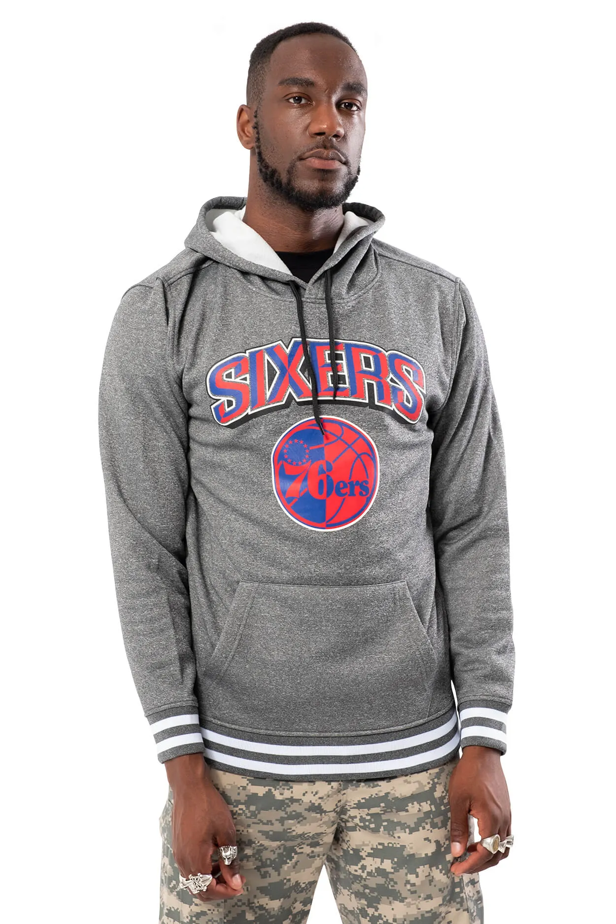 NBA Philadelphia 76ers Men's Fleece Hoodie Rib Stripe|Philadelphia 76ers