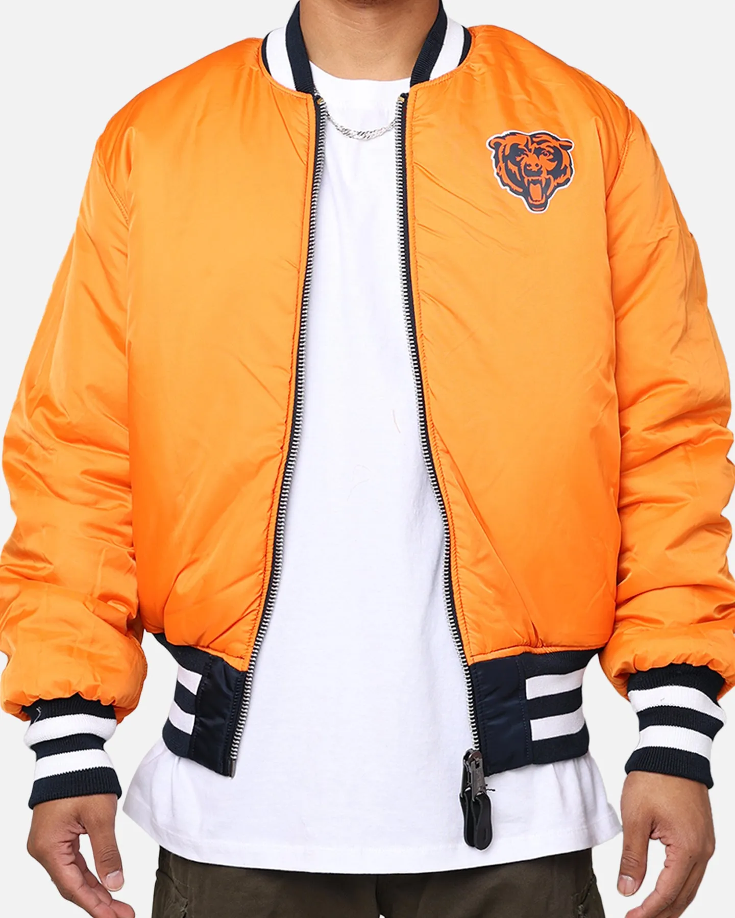 New Era X Alpha Series X NFL Chicago Bears MA-1 Bomber Jacket Navy/Orange