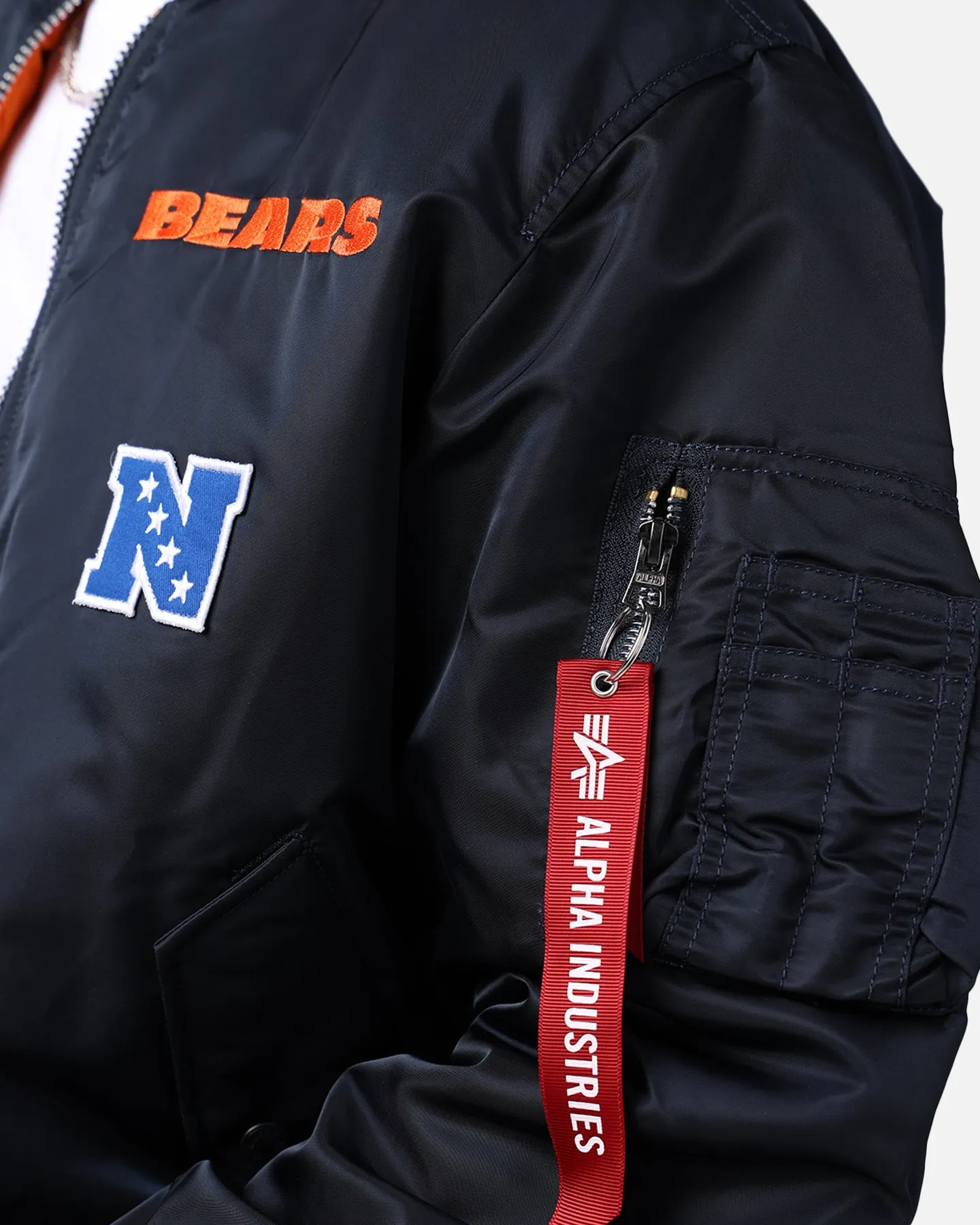 New Era X Alpha Series X NFL Chicago Bears MA-1 Bomber Jacket Navy/Orange