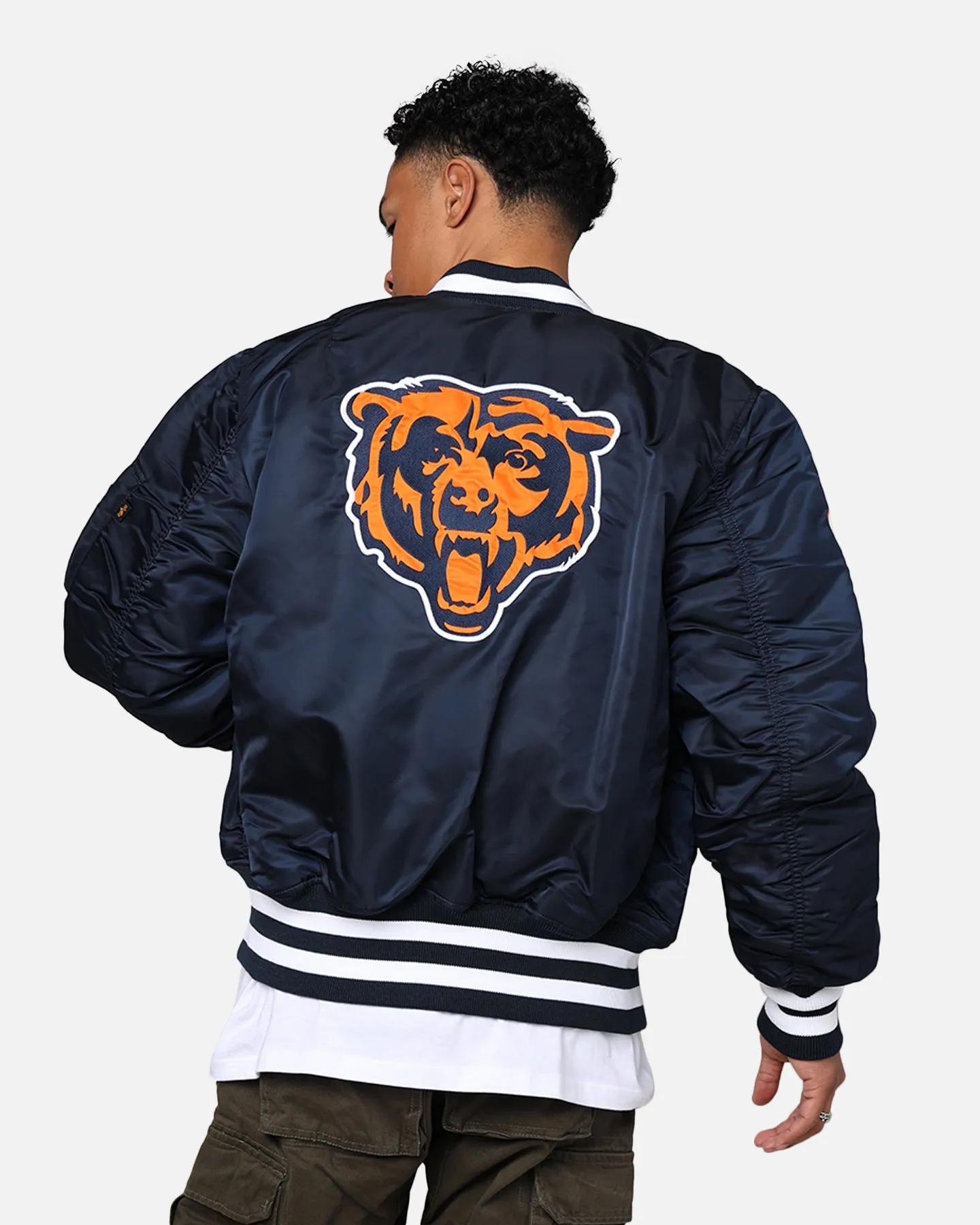 New Era X Alpha Series X NFL Chicago Bears MA-1 Bomber Jacket Navy/Orange