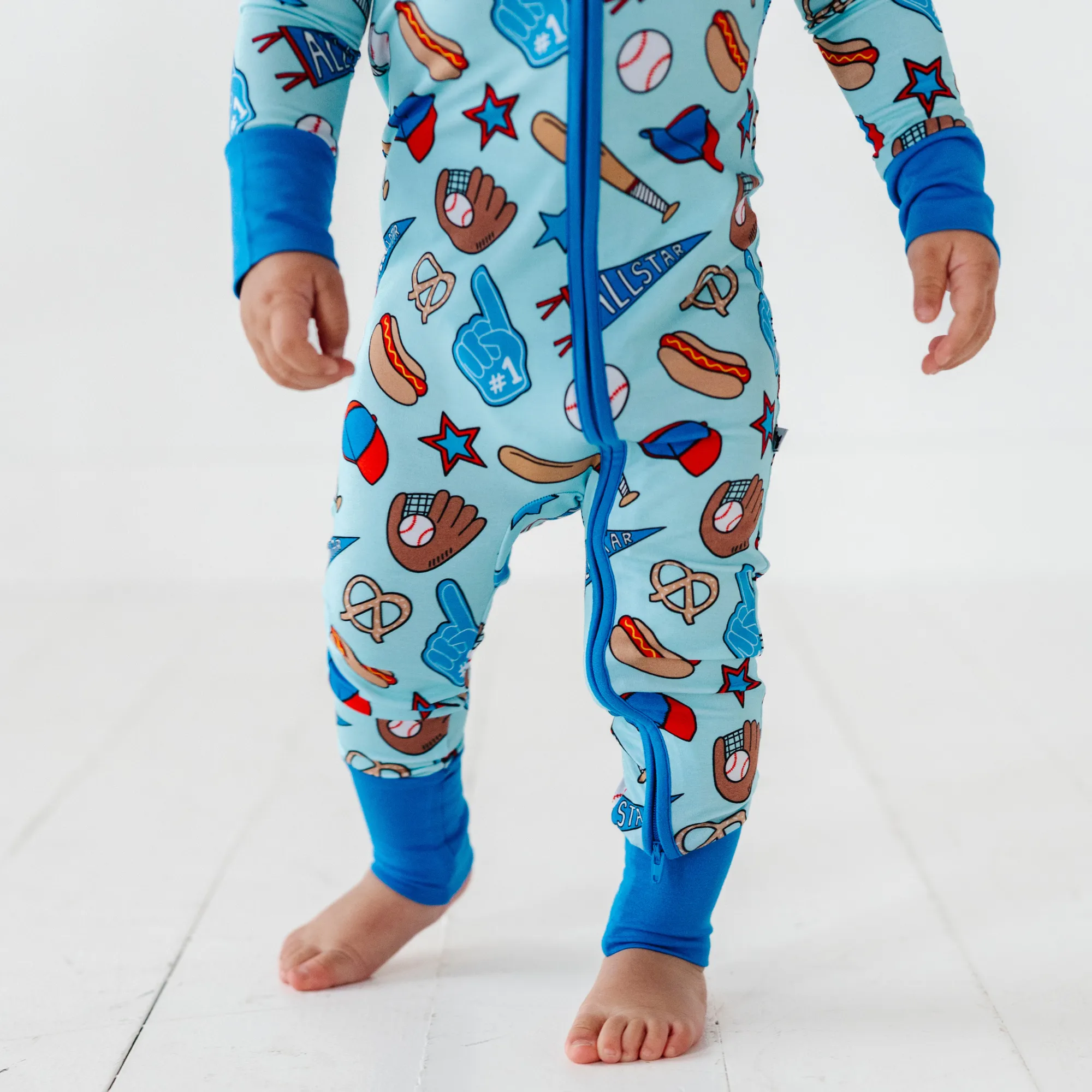 No Place Like Home Blue Baseball Convertible Footies