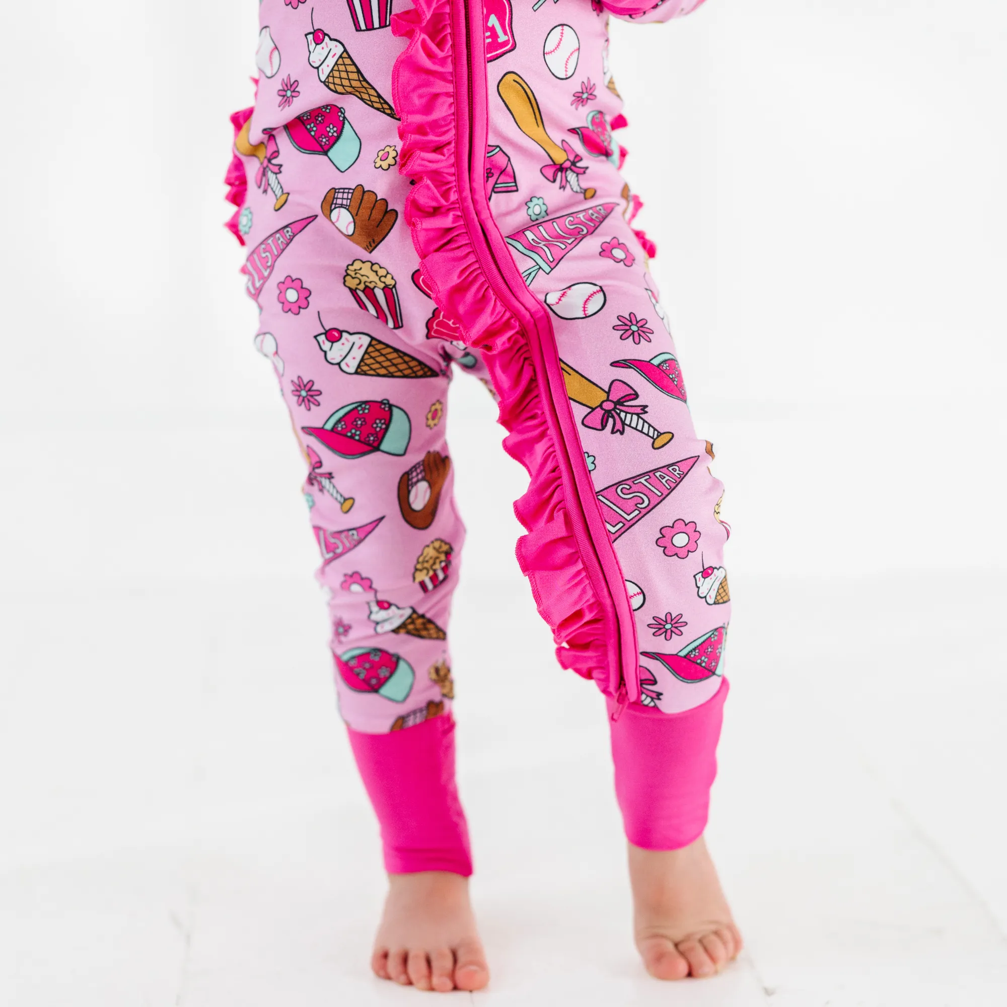 No Place Like Home Pink Convertible Footies with Ruffle