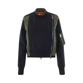 Nylon Twill Sponge Sweat Jacket in Navy/Khaki