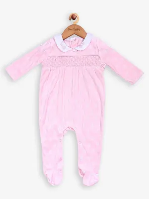 One Friday Baby Girls Pink Peter Pan Collar Romper