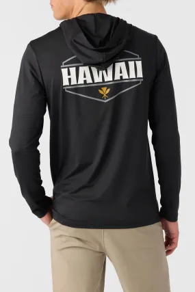 O'NEILL TRVLR UPF HOODED LONG SLEEVE HAWAII SURF SHIRT - BLACK