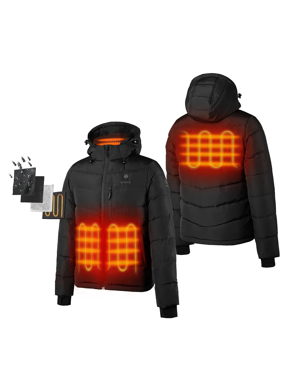 (Open-box) Men's Heated Down Jacket - Black (Battery Set Not Included)