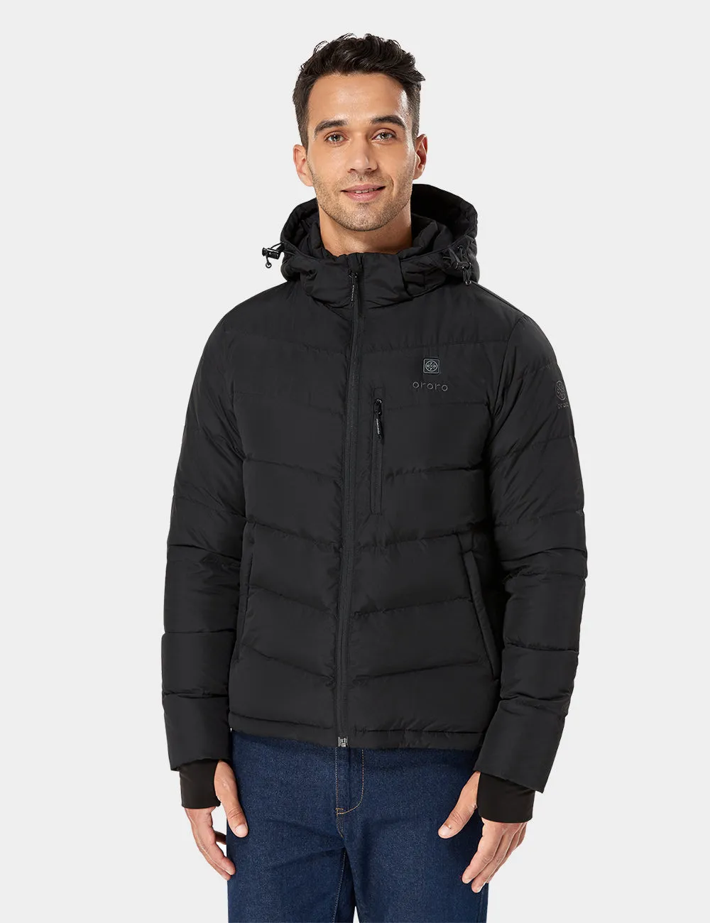 (Open-box) Men's Heated Down Jacket - Black (Battery Set Not Included)