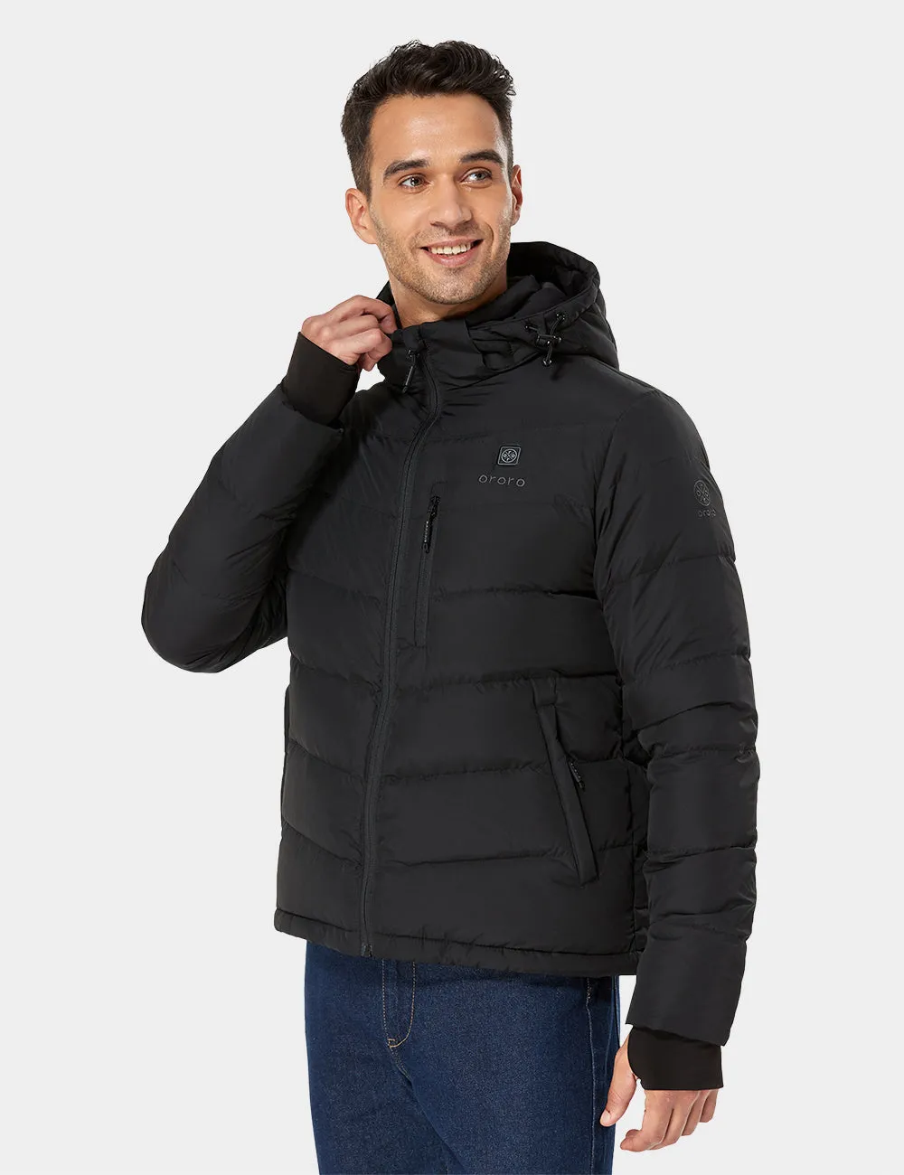 (Open-box) Men's Heated Down Jacket - Black (Battery Set Not Included)