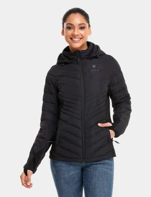 (Open-box) Women's Heated Down Jacket - Black/White