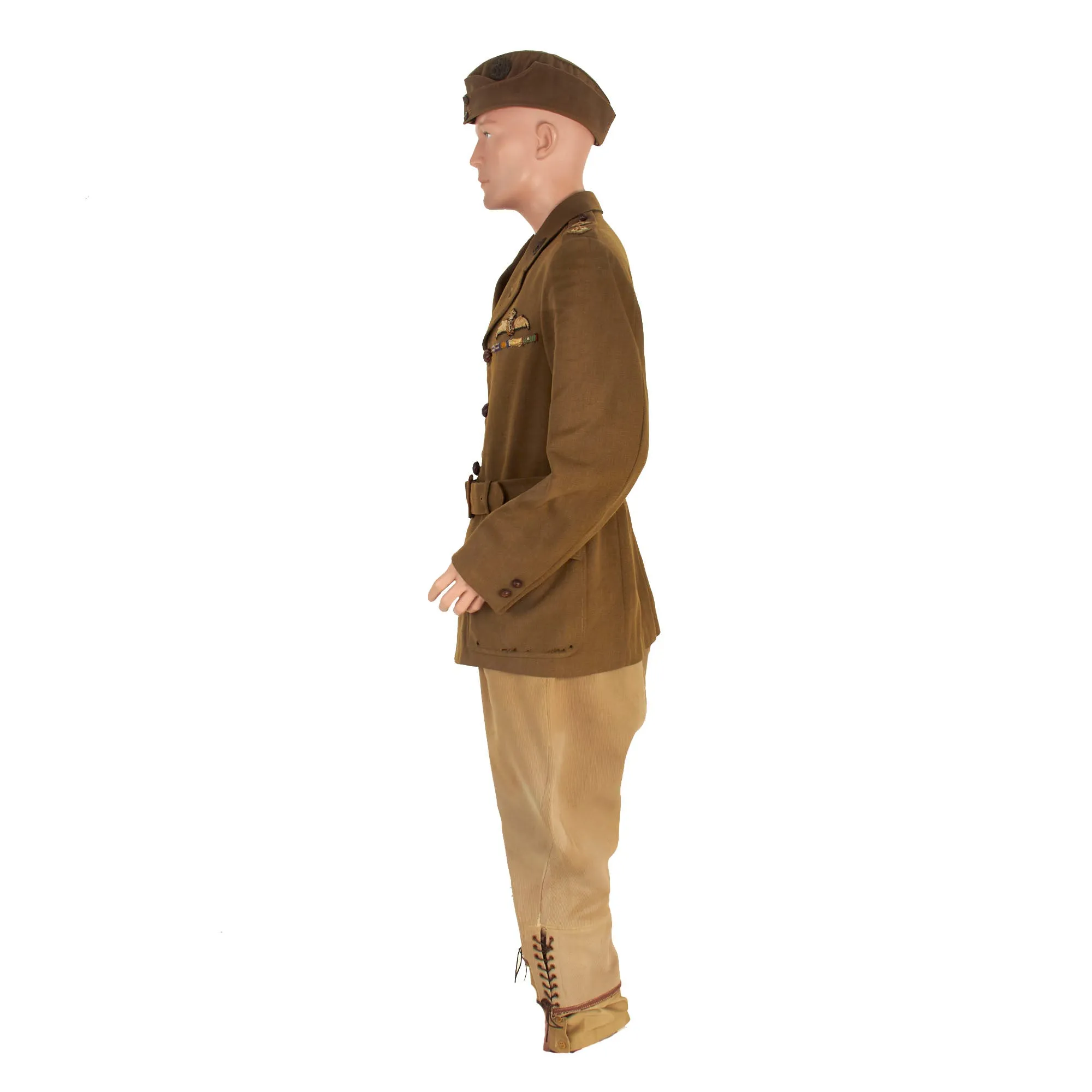 Original British WWI Named Royal Flying Corps Officer Uniform Set With Overseas Cap and Period Photo