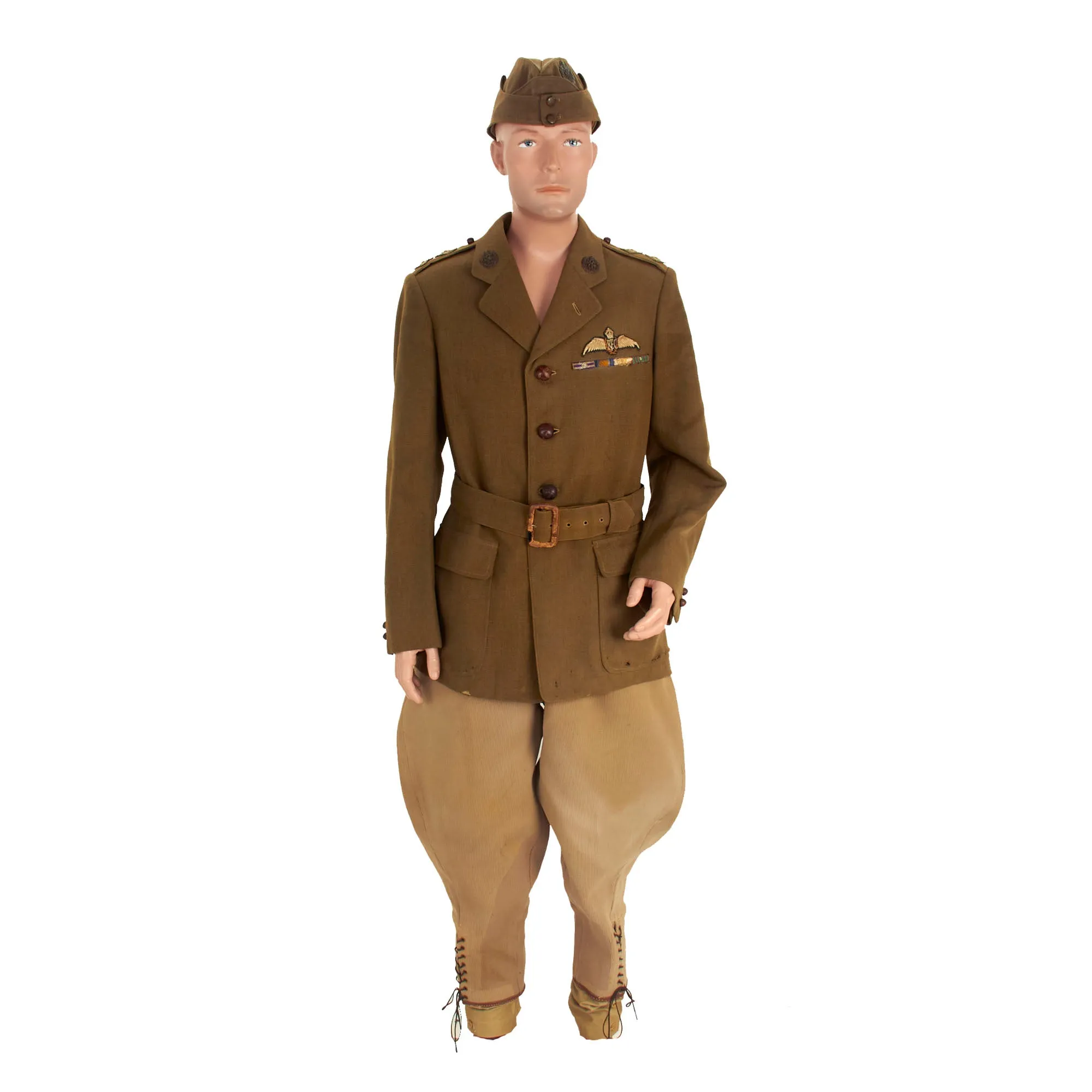 Original British WWI Named Royal Flying Corps Officer Uniform Set With Overseas Cap and Period Photo