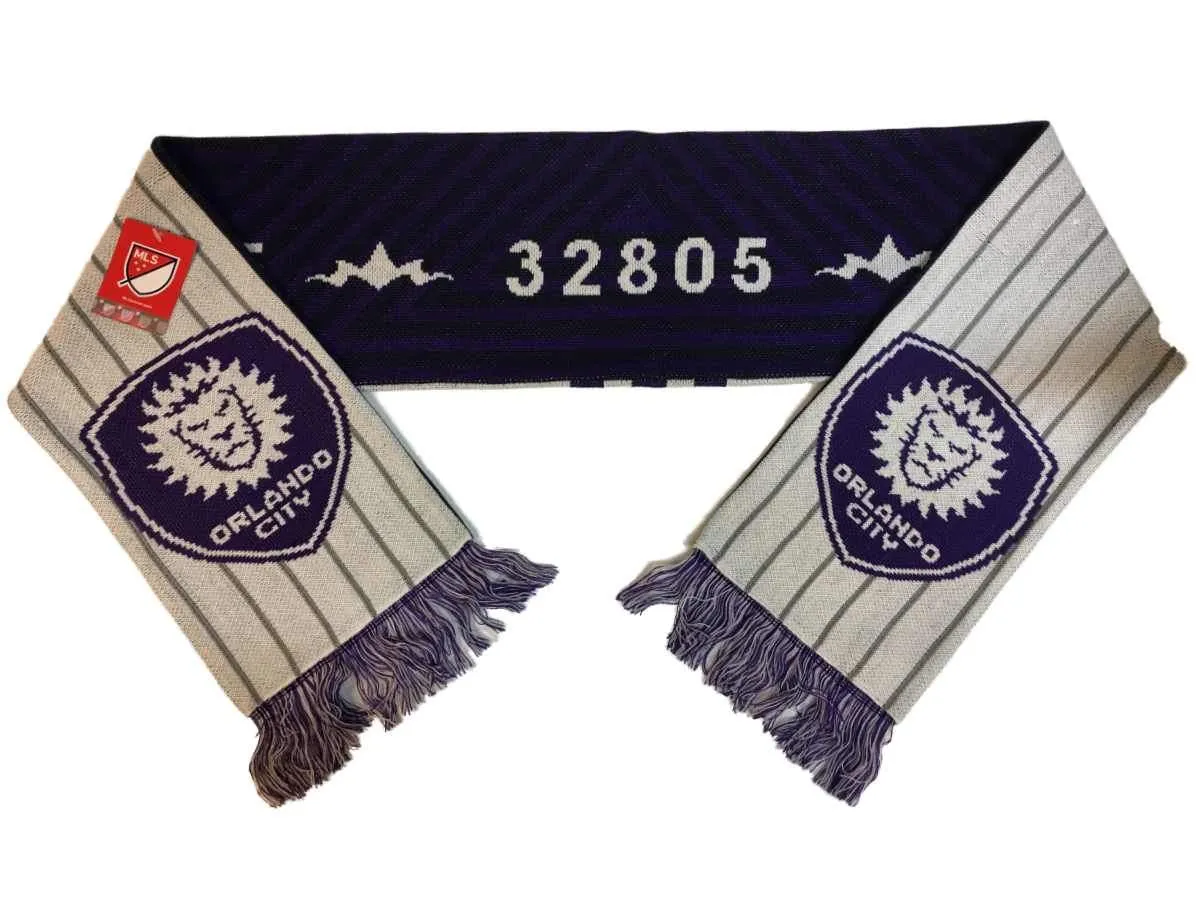 Orlando City SC Adidas Purple & White MLS "32805" Acrylic Knit Scarf w Tassles