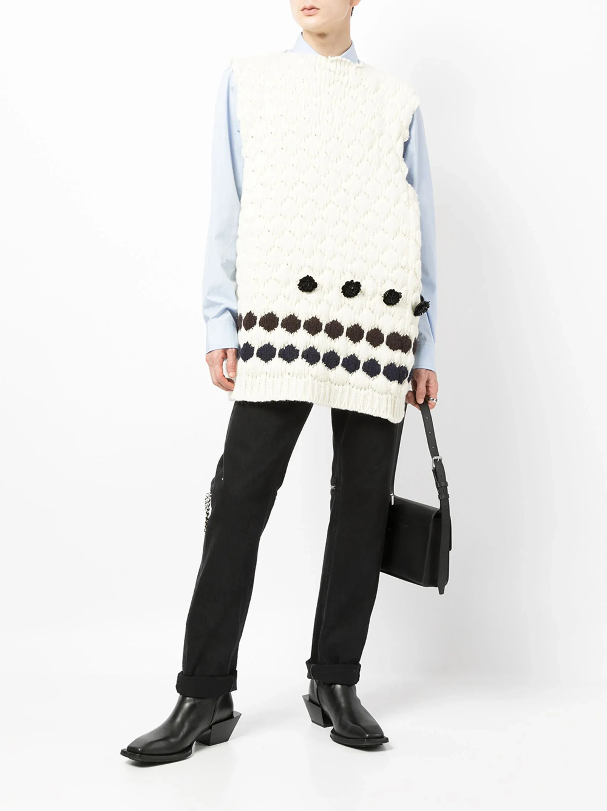 Oversized Knit Gilet In Diamon