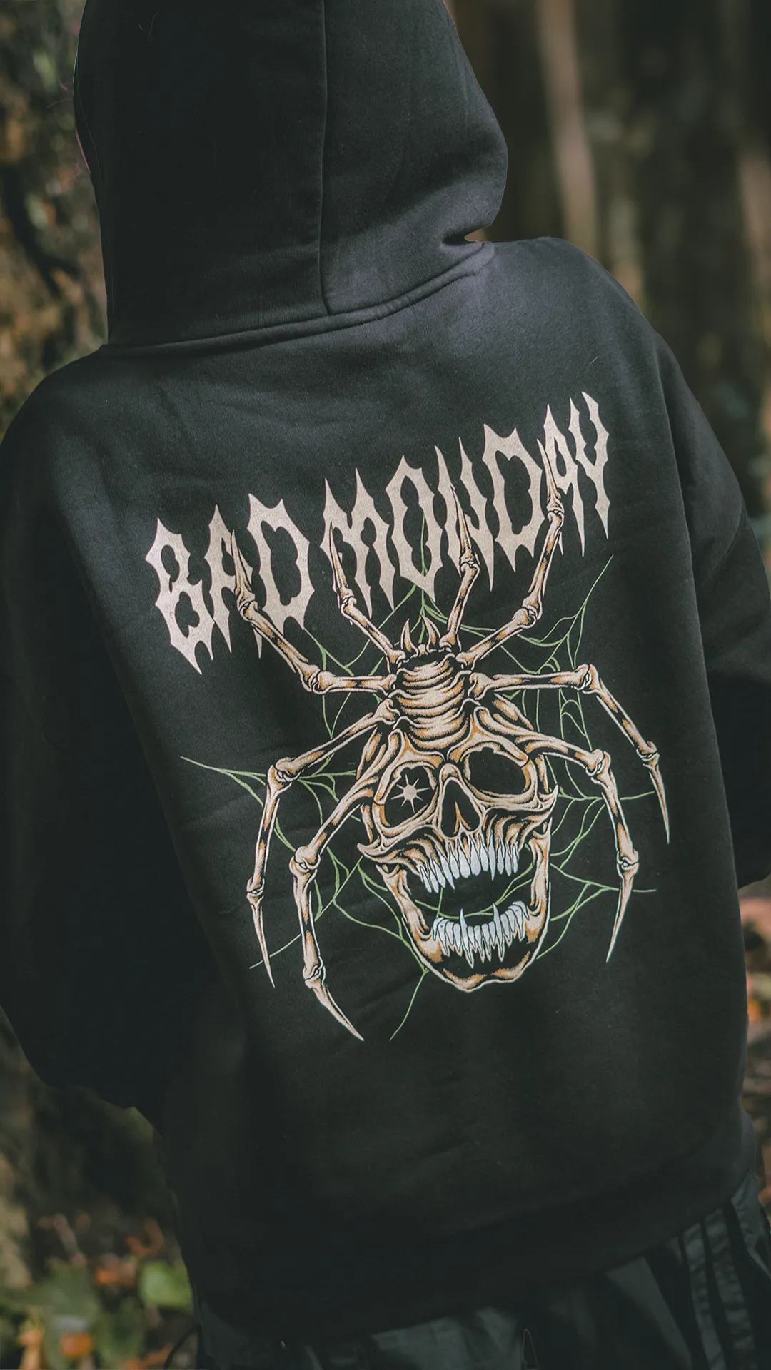 Oversized Skull Web Hoodie