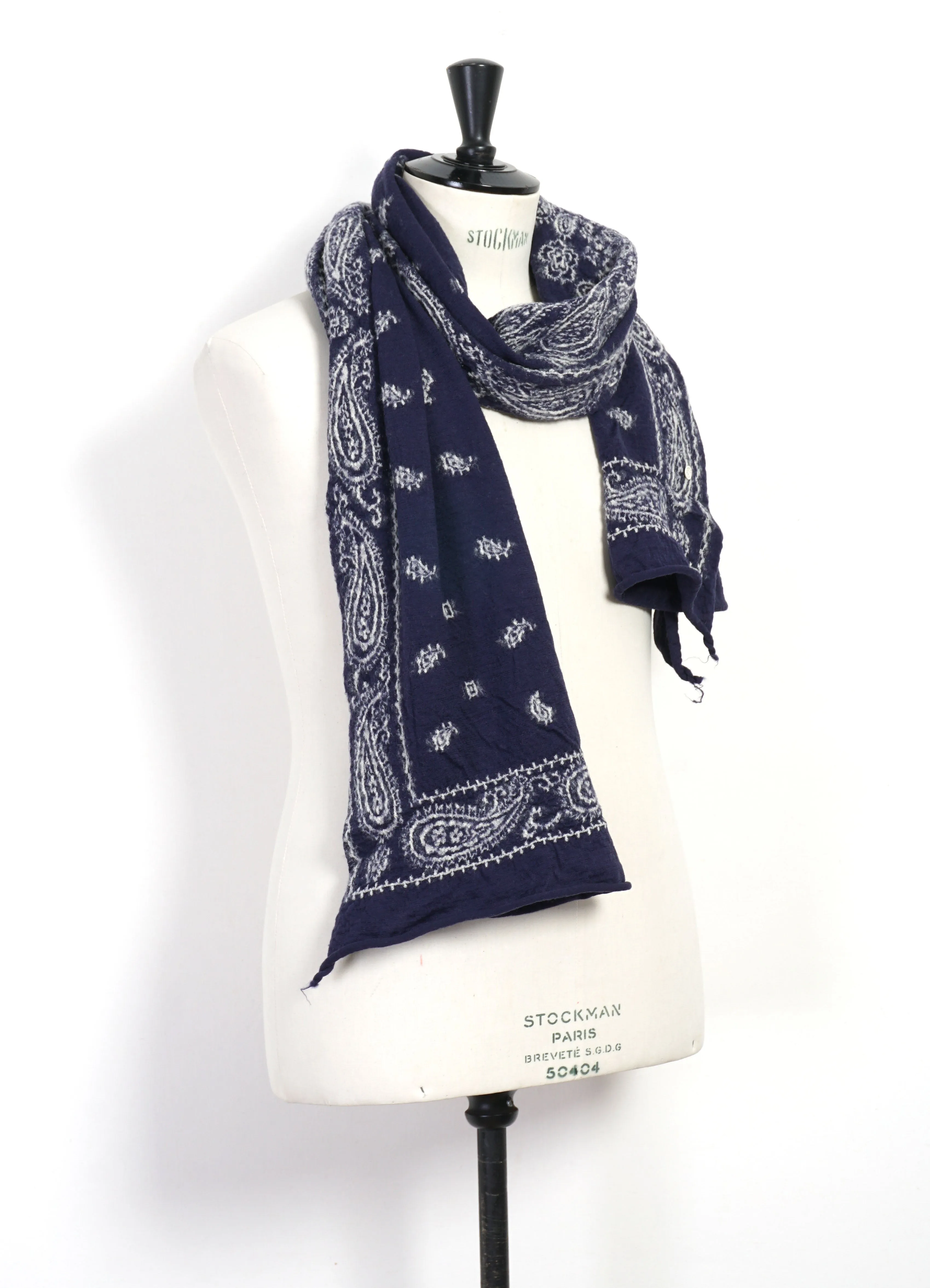 PAISLEY BANDANA | Compressed Wool Scarf | Purple/Navy