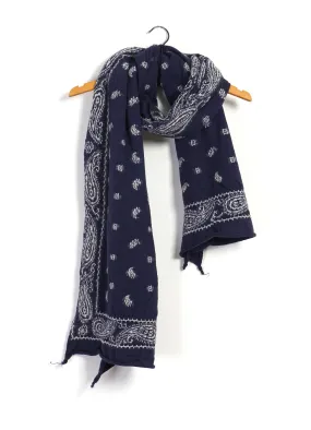 PAISLEY BANDANA | Compressed Wool Scarf | Purple/Navy