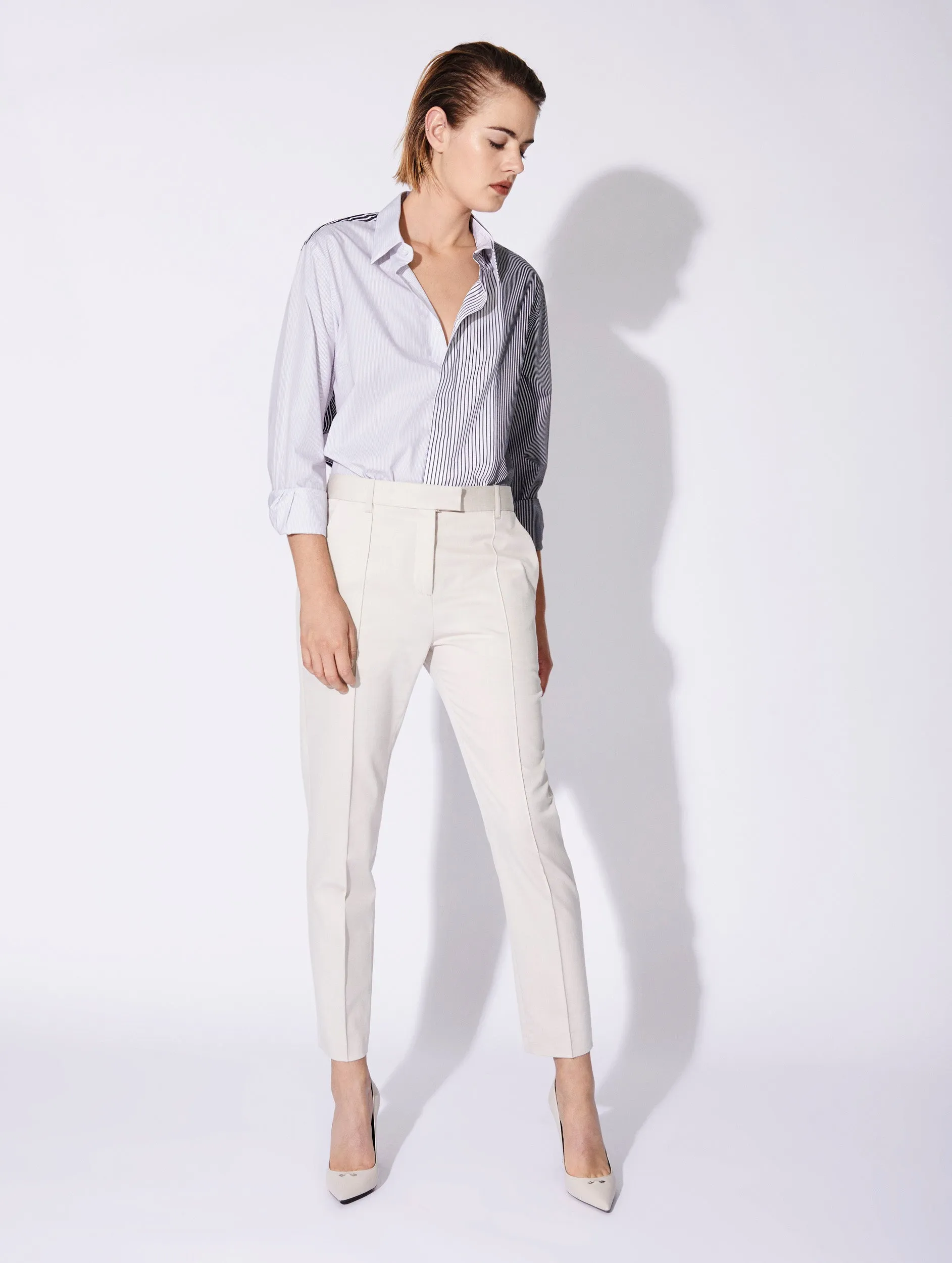 Pantalon de costume Roxy en gabardine crème