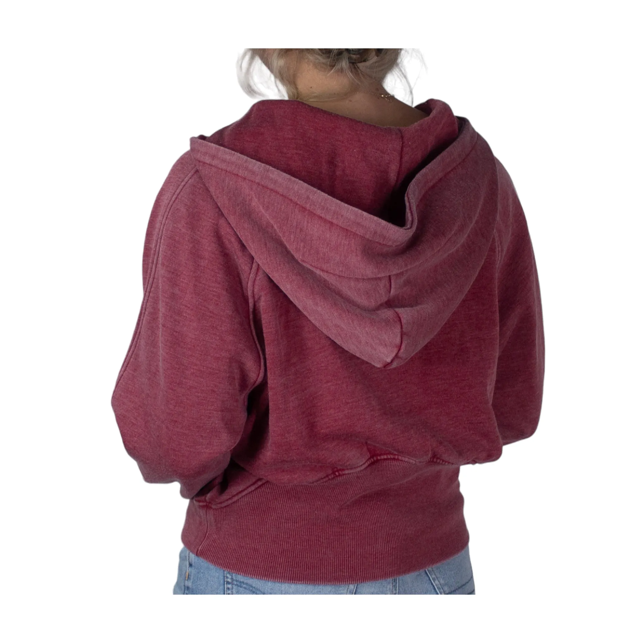 PO-7204 Half Zip Wash Hoodie Wine Red