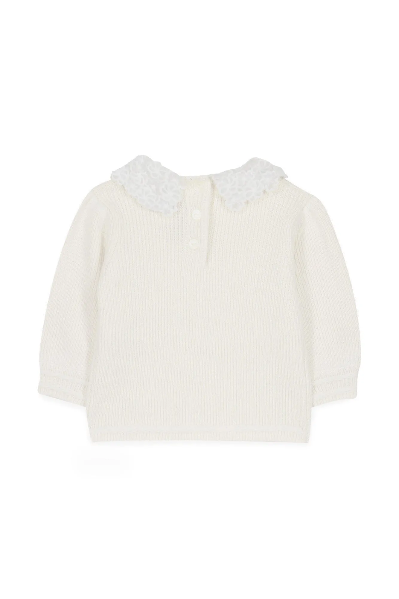 Pull - Ecru col galon broderie