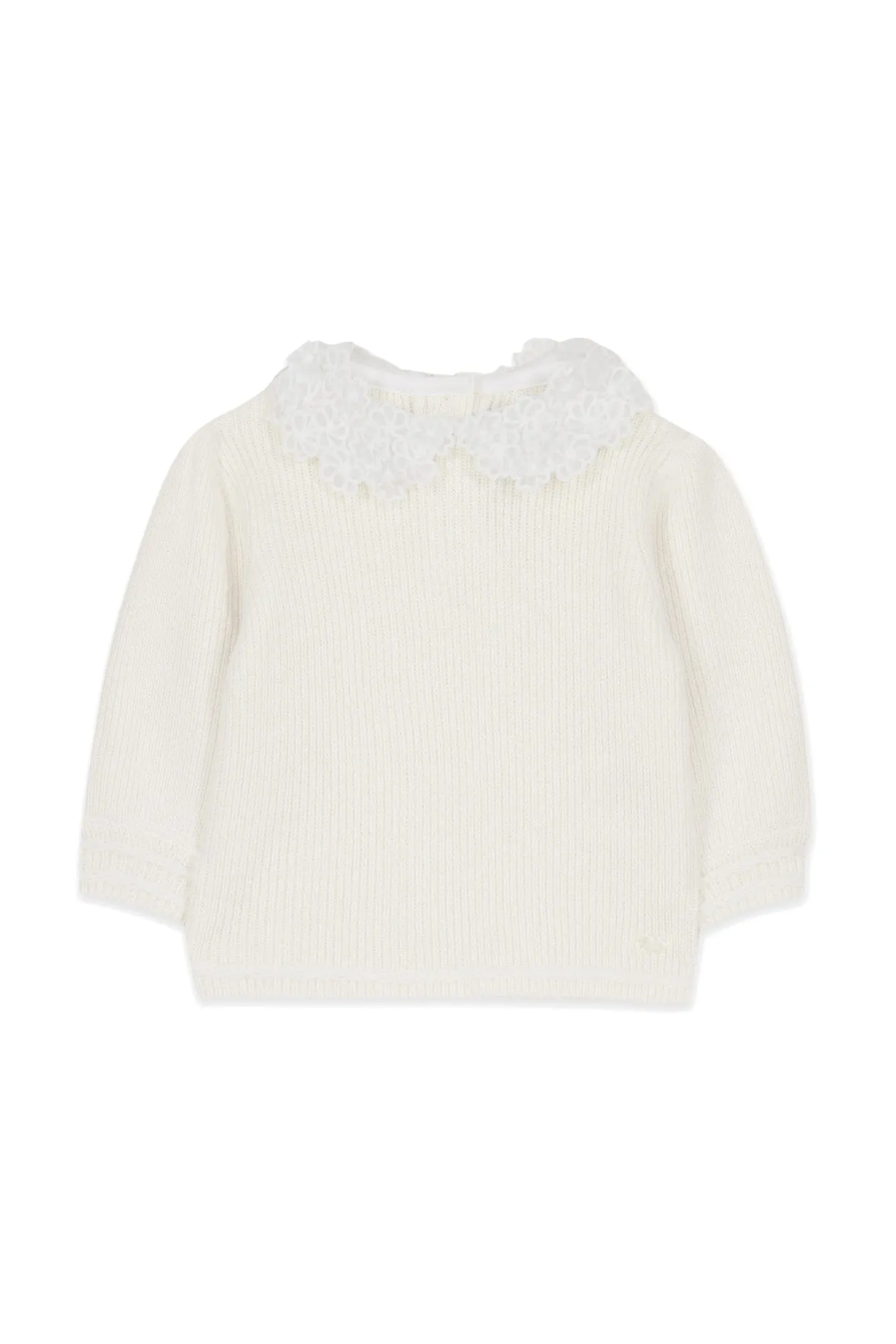 Pull - Ecru col galon broderie